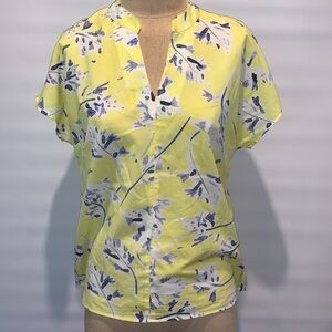 Cabi yellow and blue floral print top, XS